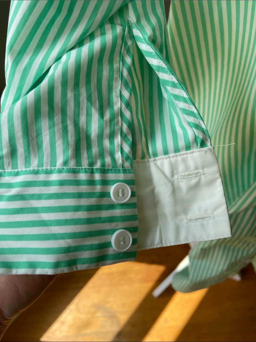 The Burgess Collection “The Striped Oxford Dress” Green & White Size X Small - Picture 7 of 12